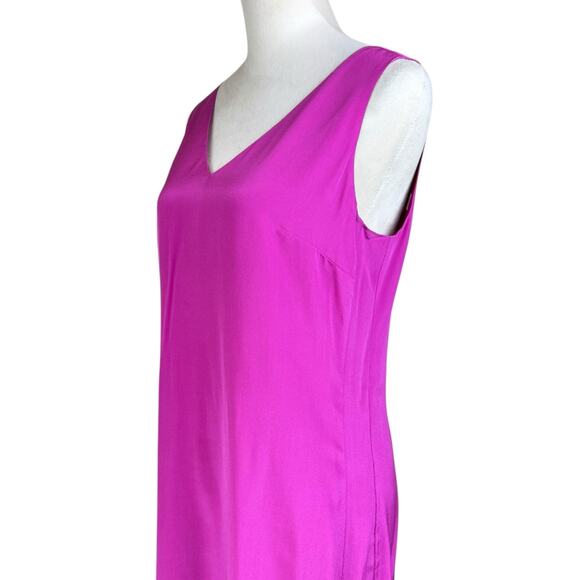 Cynthia Rowley Magenta Pink Purple 100% Silk Sleeveless V-neck Mini Slip Dress - Picture 7 of 10